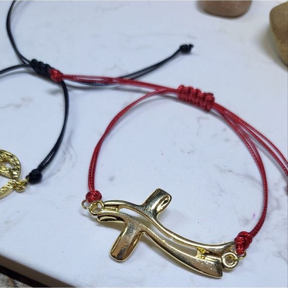 Handmade bracelets gold plated black or red - Picture 5 of 8